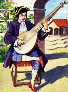 رجل يلعب Archlute بواسطة مدرسة اللغة الإنجليزية