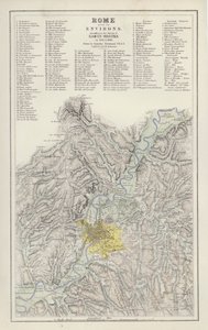 Map: Rome, with its Environs, according to the Survey of Baron Moltke, in 1845 and 1846, drawn by Augustus Petermann (colour litho) بواسطة مدرسة اللغة الإنجليزية