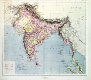 خريطة الهند ، المنشورة تحت إشراف العقيد HR Thuillier ، RE ، مساح عام في الهند ، 1877