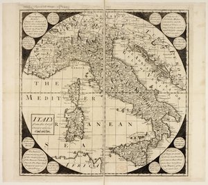 خريطة إيطاليا ، حوالي عام 1730 (نقش) بواسطة مدرسة اللغة الإنجليزية