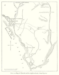 خريطة لنينوى والمناطق المجاورة لها؛ من أوبيرت (نقش) بواسطة مدرسة اللغة الإنجليزية