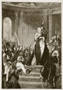 ماريا تيريزا والبرلمان المجري ، رسم توضيحي من Cassells Illustrated History of England (sepia photo) بواسطة مدرسة اللغة الإنجليزية