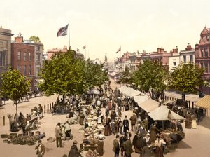 Market، The Parade، Taunton (صورة ملونة باليد) بواسطة مدرسة اللغة الإنجليزية