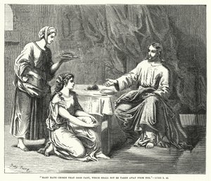 اختارت مريم ذلك الجزء الجيد الذي لن ينزع عنها ، لوقا X ، 42 (نقش) بواسطة مدرسة اللغة الإنجليزية