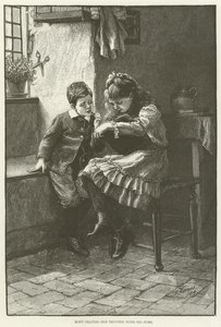 ماري تساعد شقيقها بمبالغه بواسطة مدرسة اللغة الإنجليزية