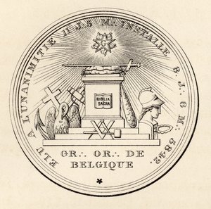 ختم ماسوني ، من "تاريخ الماسونية ، المجلد الثالث" ، نشره توماس سي جاك ، لندن ، 1883 بواسطة مدرسة اللغة الإنجليزية