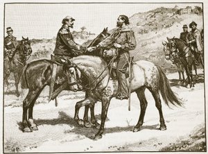 اجتماع غاريبالدي وفيكتور إيمانويل ، رسم توضيحي من Cassells Illustrated History of England (sepia photo) بواسطة مدرسة اللغة الإنجليزية