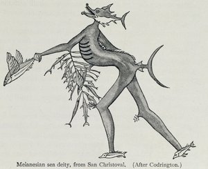إله البحر الميلانيزي ، من "تاريخ البشرية" ، المجلد 1 ، للأستاذ فريدريش راتزيل ، 1896 بواسطة مدرسة اللغة الإنجليزية