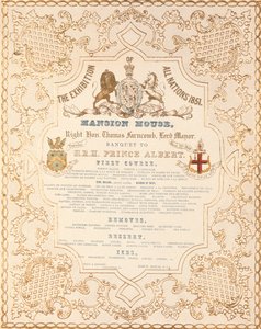 قائمة مأدبة للأمير ألبرت في القصر ، للاحتفال بالمعرض الكبير لجميع الأمم ، لندن ، 1851 بواسطة مدرسة اللغة الإنجليزية