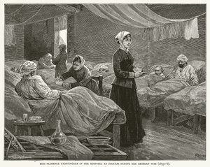 ملكة جمال فلورنس نايتنجيل في المستشفى في سكوتاري خلال حرب القرم (1855–186) بواسطة مدرسة اللغة الإنجليزية