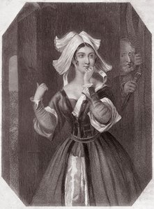 Mistress Page (The Merry Wives of Windsor) في - "" معرض نساء شكسبير ، مجموعة من 45 صورة جادة لفنانين من أوائل لندن ، غنية بالسجلات النقدية والأدبية "" حوالي عام 1838 - من "" معرض نساء شكسبير ، العقيد بواسطة مدرسة اللغة الإنجليزية