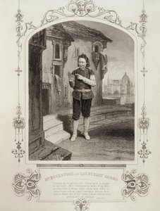 السيد Buckstone مثل لانسلوت جوبو ، القانون الثاني المشهد 2 ، في تاجر البندقية بقلم ويليام شكسبير (1564-1616)