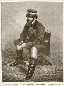السيد WH Russell ، مراسل تايمز في شبه جزيرة القرم ، رسم توضيحي من Cassells Illustrated History of England (sepia photo) بواسطة مدرسة اللغة الإنجليزية