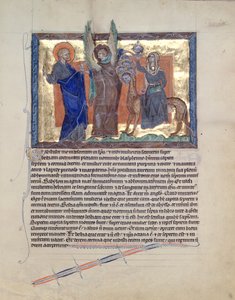 السيدة LA 139-Lisboa fol.59 ملاك يقود القديس يوحنا الإنجيلي إلى هارلوت بابل ، من نهاية العالم غولبنكيان ، c.1265-70 بواسطة مدرسة اللغة الإنجليزية