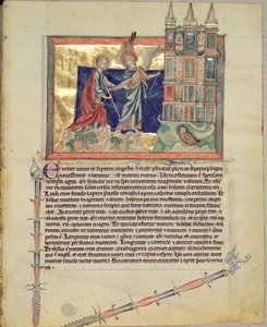 السيدة LA 139-Lisboa fol.74 ملاك يظهر القدس الجديدة للقديس يوحنا الإنجيلي ، من نهاية العالم في جوبنكيان ، c.1265-70 بواسطة مدرسة اللغة الإنجليزية