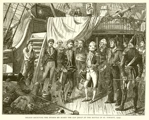 نيلسون يستقبل السيوف على متن سان جوزيف في معركة سانت فنسنت ، 1797