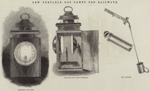 New Portable Gas Lamps for Railways (engraving) بواسطة مدرسة اللغة الإنجليزية