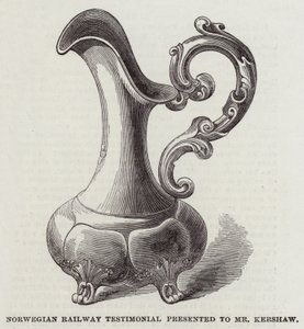 Norwegian Railway Testimonial presented to Mr Kershaw (engraving) بواسطة مدرسة اللغة الإنجليزية