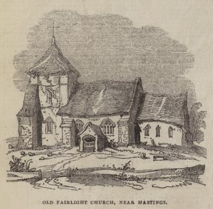 Old Fairlight Church, near Hastings (engraving) بواسطة مدرسة اللغة الإنجليزية