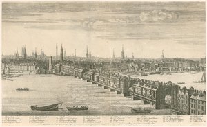 جسر لندن القديم - عرض باكز 1749 بواسطة مدرسة اللغة الإنجليزية