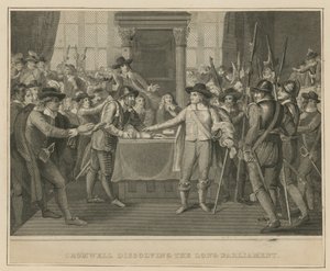 يقوم أوليفر كرومويل بحل البرلمان الطويل بواسطة مدرسة اللغة الإنجليزية