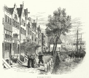 On the quay, Leyden (engraving) بواسطة مدرسة اللغة الإنجليزية