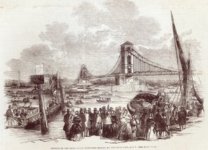 افتتاح الجسر المعلق Hungerford ، من "أخبار لندن المصورة" ، 3 مايو 1845 بواسطة مدرسة اللغة الإنجليزية