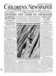 فتح قبر الفرعون ، رسم توضيحي من جريدة الأطفال ، 13 يناير 1923 (ورق الصحف) بواسطة مدرسة اللغة الإنجليزية