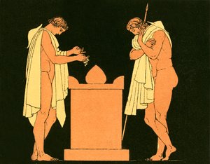 Orestes في قبر والده بواسطة مدرسة اللغة الإنجليزية