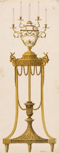 التصميم الأصلي لحامل ثلاثي الأرجل وزهرية للشموع ، من "Works in Architecture" ، بقلم روبرت وجيه آدم ، 1773 بواسطة مدرسة اللغة الإنجليزية