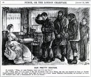 طبيبنا الجميل ، نُشر في مجلة Punch ، 1870 بواسطة مدرسة اللغة الإنجليزية