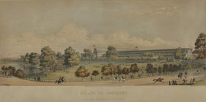 قصر الصناعة ؛ منظر من الجسر ، هايد بارك ، 1851 بواسطة مدرسة اللغة الإنجليزية