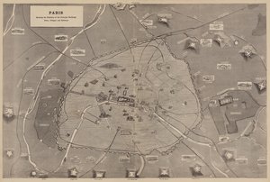 Paris, showing the Positions of the Principal Buildings, Forts, Villages, and Railways (engraving) بواسطة مدرسة اللغة الإنجليزية