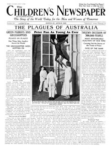 بيتر بان مثل الشباب من أي وقت مضى ، الصفحة الأولى من "جريدة الأطفال" ، يناير 1935 (ورق الصحف) بواسطة مدرسة اللغة الإنجليزية