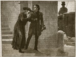 بيوس التاسع يستقيل من الفاتيكان متخفياً ، 1848 ، رسم توضيحي من تاريخ كاسيلس المصور لإنجلترا بواسطة مدرسة اللغة الإنجليزية