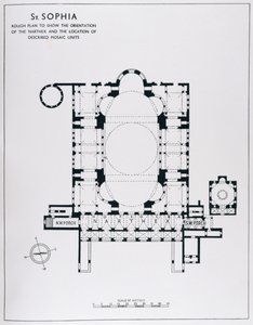 خطة لإظهار اتجاه narthex ووحدات الفسيفساء الموصوفة ، من فسيفساء آيا صوفيا في Istambul بواسطة Thomas Whittemore بواسطة مدرسة اللغة الإنجليزية