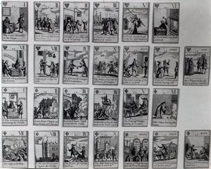 أوراق اللعب التي تصور حلقات من الثورة المجيدة 1688-89 ، ج بواسطة مدرسة اللغة الإنجليزية
