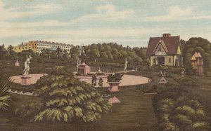 بليموث: Swiss Lodge and Gardens ، Devonport Park (color litho) بواسطة مدرسة اللغة الإنجليزية