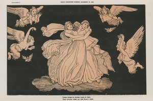 كاريكاتير سياسي (طباعة حجرية ملونة) بواسطة مدرسة اللغة الإنجليزية