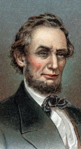 صورة لأبراهام لنكولن - صورة أبراهام لنكولن (1809-1865) الرئيس السادس عشر للولايات المتحدة الأمريكية - من سلسلة "قادة الرجال" - الطباعة الحجرية الملونة - المدرسة الإنجليزية ، القرن العشرين - بواسطة مدرسة اللغة الإنجليزية