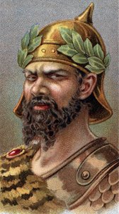 صورة لأتيلا الهون (حوالي 406-453) - من سلسلة "" قادة الرجال "- الطباعة الحجرية الملونة - المدرسة الإنجليزية ، القرن العشرين - بواسطة مدرسة اللغة الإنجليزية