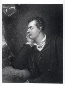 صورة لجورج جوردون ، اللورد بايرون السادس من روتشديل (1788-1824) (نقش) (صورة بالأبيض والأسود) بواسطة مدرسة اللغة الإنجليزية
