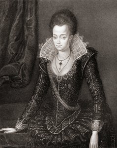 صورة للسيدة أرابيلا ستيوارت (1575-1615) من نزل بورتريتس البريطانية ، 1823 بواسطة مدرسة اللغة الإنجليزية