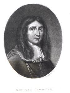 صورة لريتشارد كرومويل (1626-1712) منقوشة بقلم ريتشارد إيرلوم (1743-1822) من "شخصيات لامعة في التاريخ البريطاني" (mezzotint) بواسطة مدرسة اللغة الإنجليزية