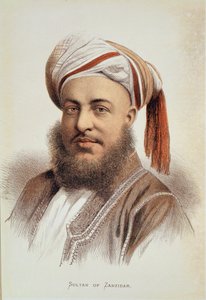 صورة للسيد برغش (1834-188) ، سلطان زنجبار (ليثو ملون) بواسطة مدرسة اللغة الإنجليزية