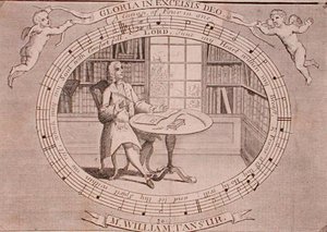 صورة لوليام تنصور (1706-83) في مكتبته (نقش) بواسطة مدرسة اللغة الإنجليزية