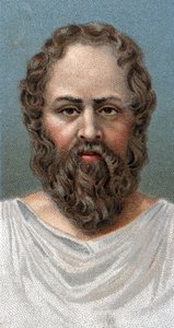 صورة للفيلسوف اليوناني سقراط (469-399 قبل الميلاد) سقراط - من سلسلة "قادة الرجال" - الطباعة الحجرية الملونة - المدرسة الإنجليزية ، القرن العشرين - بواسطة مدرسة اللغة الإنجليزية
