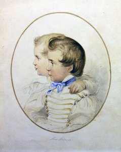 صورة لشقيقين يرتديان الزي العسكري ، حوالي عام 1840 (ألوان مائية على ورق) بواسطة مدرسة اللغة الإنجليزية