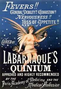 الإعلان الملصق Labarraques Quinium ، الطب مع الكينين للحمى ، الوهن العام ، الإرهاق ، العصبية ، فقدان الشهية ، 1889