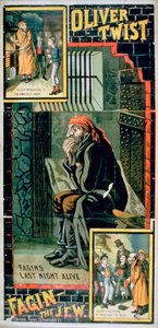 ملصق لفيلم "أوليفر تويست" (طباعة حجرية ملونة) بواسطة مدرسة اللغة الإنجليزية